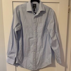 Jos. A. Bank Men's Blue Patterned Button Down Shirt